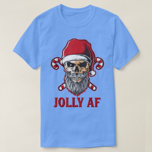 Jolly AF Skeleton Santa Hat Snoep Crew Merry Chris T-shirt (Design voorkant)