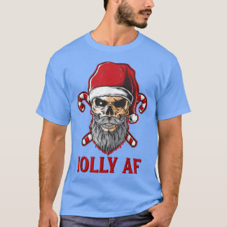 Jolly AF Skeleton Santa Hat Snoep Crew Merry Chris T-shirt