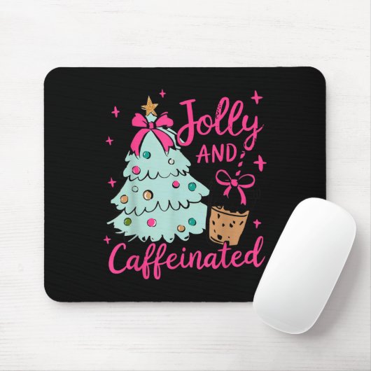 Jolly &amp; Caffeinated Coffee Coquette Bow Xmas T Muismat (Met muis)