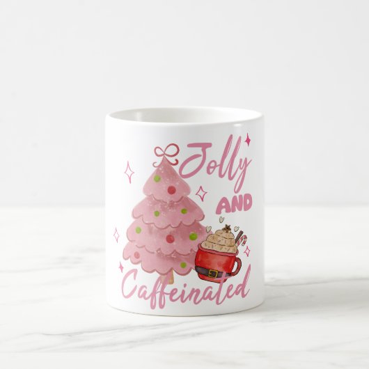 Jolly and Caffeinated Christmas Tree Coffee Design Koffiemok (Center)