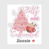 Jolly and Caffeinated Christmas Tree Coffee Design Sticker (Vel)