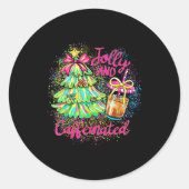 Jolly And Caffeinated Christmas Tree Coquette Bow  Ronde Sticker (Voorkant)