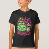 Jolly And Caffeinated Christmas Tree Coquette Bow  T-shirt (Voorkant)