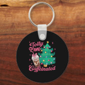 Jolly And Caffeinated Tis The Season Coffee Lover  Sleutelhanger (Voorkant)