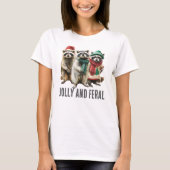 Jolly and Feral Raccoon Kerstmis T-shirt (Voorkant)
