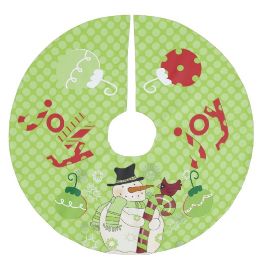 Jolly and Joy Snowman Holiday Tree Skirt Kerstboom Rok (Voorkant)