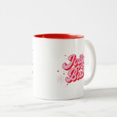 Jolly Babe Trendy Pink Christmas Font Tweekleurige Koffiemok (Voorkant rechts)