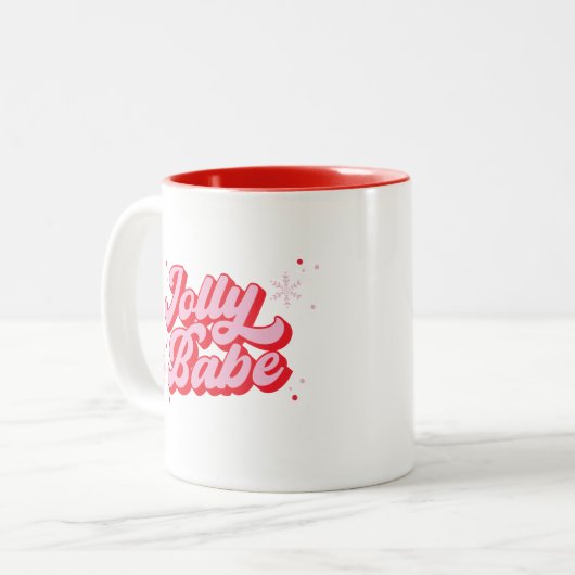 Jolly Babe Trendy Pink Christmas Font Tweekleurige Koffiemok (Voorkant links)