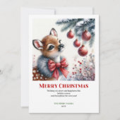 Jolly baby deer winter scene snowy forest greeting feestdagenkaart (Voorkant)