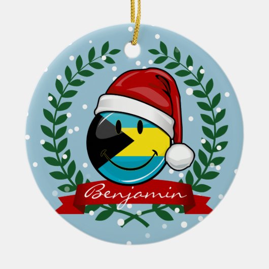 Jolly Bahamas Vlag kerststijl Keramisch Ornament (Voorkant)