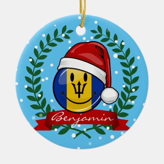 Jolly Barbados Flag kerststijl Keramisch Ornament (Voorkant)