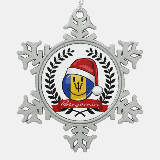 Jolly Barbados Flag kerststijl Tin Sneeuwvlok Ornament (Voorkant)