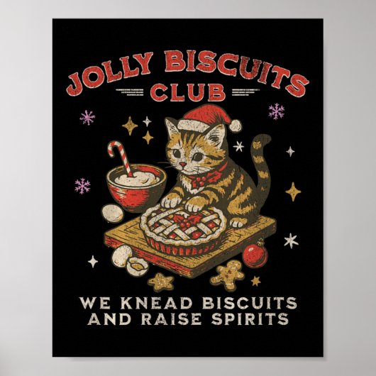 Jolly Biscuits Club _ Vintage Kerstkat Baker Poster (Voorkant)