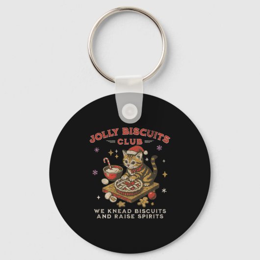 Jolly Biscuits Club _ Vintage Kerstkat Baker Sleutelhanger (Voorkant)