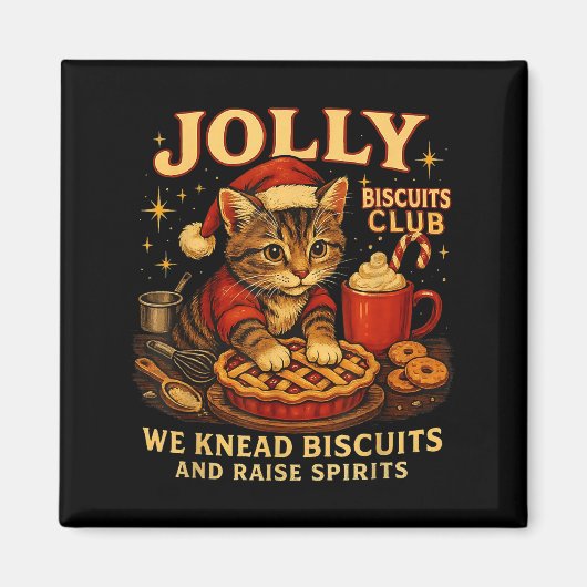 Jolly Biscuits Club We Knead Cat Xmas  Magneet (Voorkant)