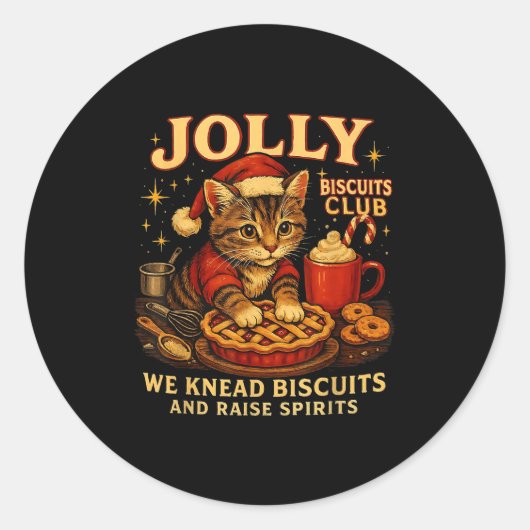 Jolly Biscuits Club We Knead Cat Xmas  Ronde Sticker (Voorkant)