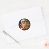 Jolly Black Santa: Feestelijke kerstgroeten Ronde Sticker (Envelop)