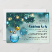 Jolly Blue & Gold kerstfeestdag Kaart (Voorkant)