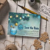 Jolly Blue & Gold Kerstmis Red de datum Uitnodiging Briefkaart