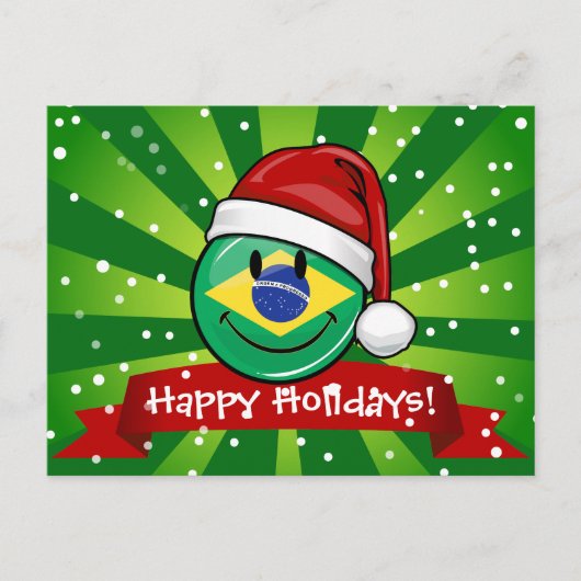 Jolly Braziliaanse vlag kerststijl Feestdagenkaart (Voorkant)