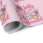 Jolly & Cafeïnehoudende Koffie Kerstretro Trendy Cadeaupapier (Rol Hoek)