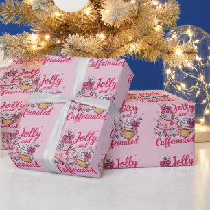 Jolly & Caffeinated Koffie Kerst Retro Trend  Cadeaupapier