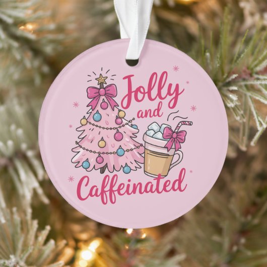 Jolly & Caffeinated Koffie Kerst Retro Trendy Ornament (Boom)