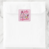 Jolly & Caffeinated Koffie Kerst Retro Trendy  Vierkante Sticker (Tas)