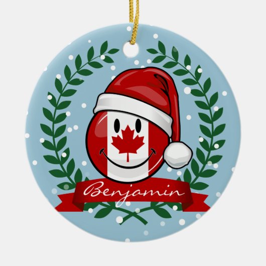 Jolly Canadian Flag KerstStyle Keramisch Ornament (Voorkant)