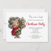 Jolly Cartoon Granny Holiday Party Celebration Kaart (Voorkant)