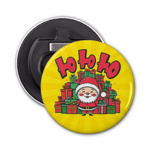 Jolly Cartoon Santa Christmas-67748 Button Flesopener (Voorkant)