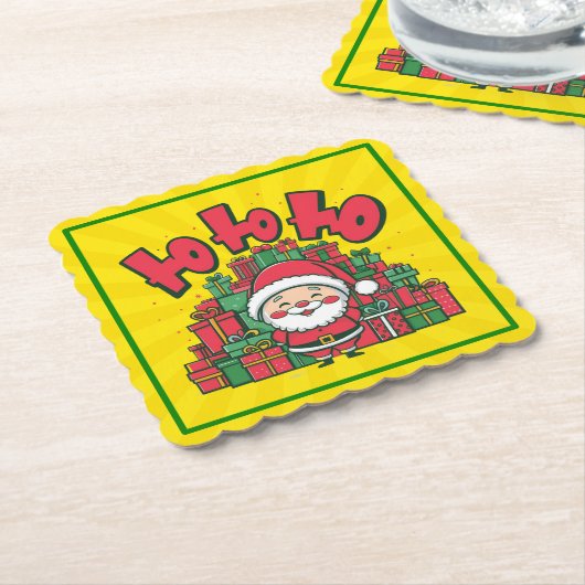 Jolly Cartoon Santa Christmas-67748 Kartonnen Onderzetters (Gebogen)