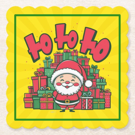 Jolly Cartoon Santa Christmas-67748 Kartonnen Onderzetters (Voorkant)