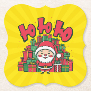 Jolly Cartoon Santa Christmas-67748 Kartonnen Onderzetters