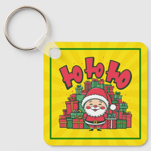Jolly Cartoon Santa Christmas-67748 Sleutelhanger (Voorkant)