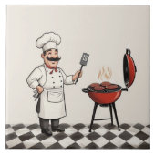 Jolly Chef Burger: Cook grilling hamburgers on BBQ Tegeltje (Voorkant)