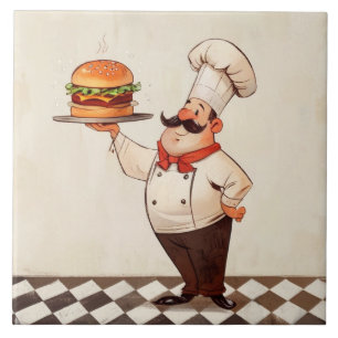 Jolly Chef Burger: Kok presenteert Hamburger Keuke Tegeltje