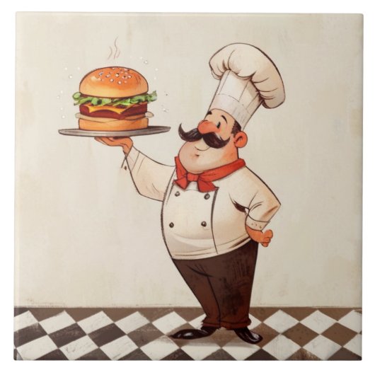 Jolly Chef Burger: Kok presenteert Hamburger Keuke Tegeltje (Voorkant)