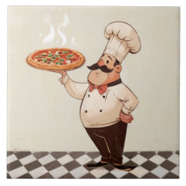Jolly Chef: Chefs Hoed Kookt Pizza Keuken Tegeltje