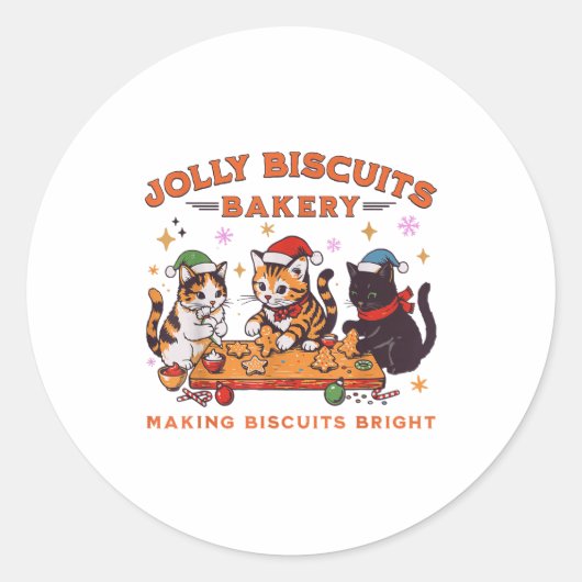 Jolly Christmas Biscuits Bakery Baking Crew Xmas C Ronde Sticker (Voorkant)