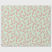 Jolly Christmas Candy Cane Licht Groen Naadloos Cadeaupapier (Vlak)