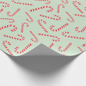 Jolly Christmas Candy Cane Licht Groen Naadloos Cadeaupapier (Hoek)