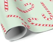 Jolly Christmas Candy Cane Licht Groen Naadloos Cadeaupapier (Rol Hoek)