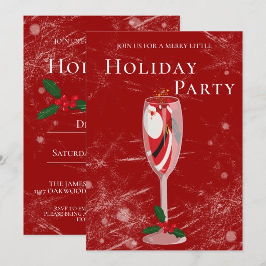 Jolly Christmas Cheers Santa champagne Vakantie Kaart (Voorkant / Achterkant)