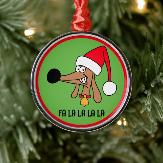 Jolly Christmas Dachshund Metalen Ornament (Boom)