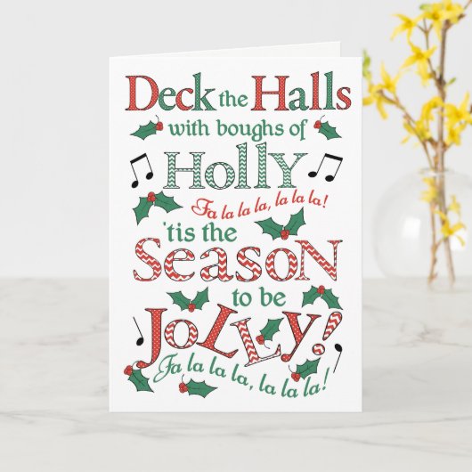 Jolly Christmas Deck de Zalen met Holly Kaart (Gele Bloem)