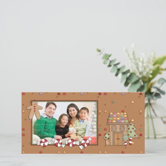 Jolly Christmas - Gingerbread House Feestdagenkaart (Staand voorkant)