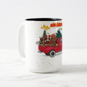Jolly Christmas Overloaded Truck Tweekleurige Koffiemok (Voorkant links)