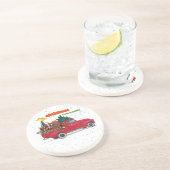 Jolly Christmas Overloaded Truck Zandsteen Onderzetter (Zijkant)