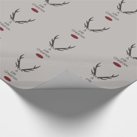 Jolly Christmas Reindeer Antlers Cadeaupapier (Hoek)